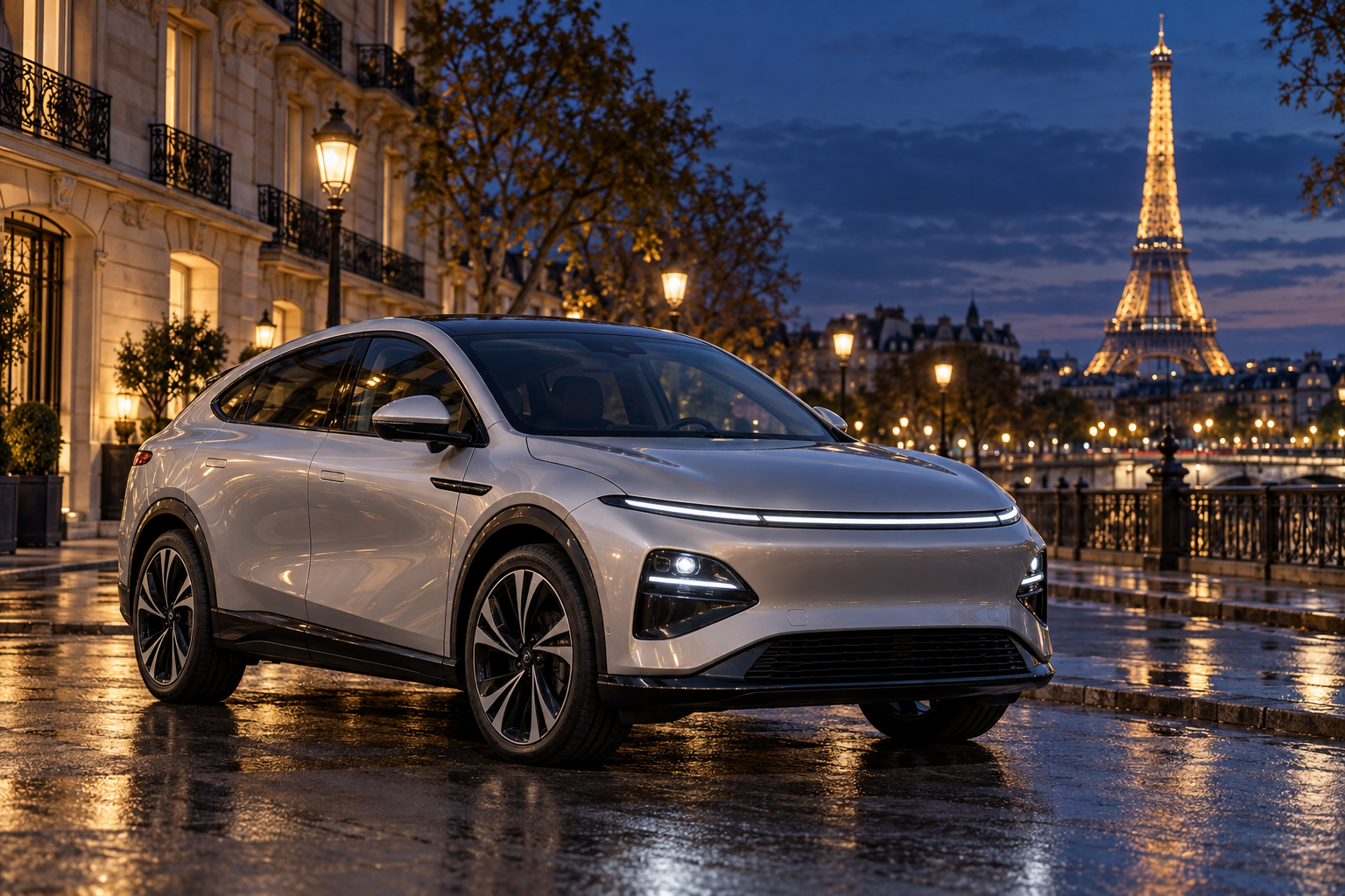 Illustration d’un SUV électrique gris clair